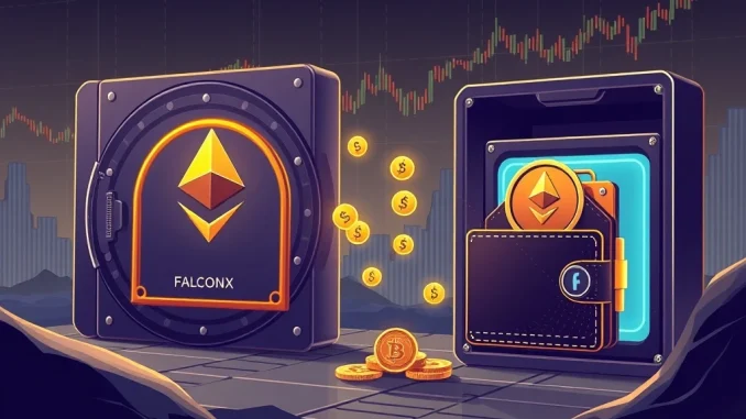 An illustration showing a large amount of Ethereum (ETH) moving from an exchange wallet, representing a significant Bitmain ETH withdrawal and potential long-term holding strategy.