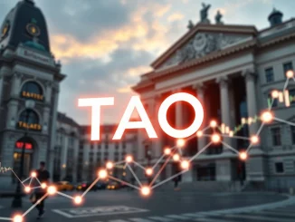 Visualizing the innovative Bittensor Staked TAO ETP from Deutsche Digital Assets, offering staking rewards on the SIX Swiss Exchange.