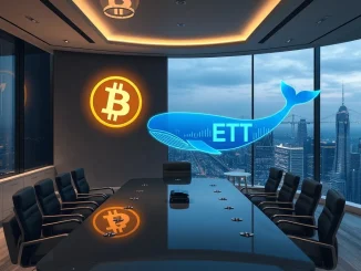 BlackRock executive advising a group of Bitcoin whales on converting their spot BTC holdings into Bitcoin ETFs for strategic investment.