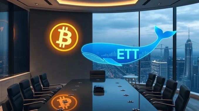 BlackRock executive advising a group of Bitcoin whales on converting their spot BTC holdings into Bitcoin ETFs for strategic investment.