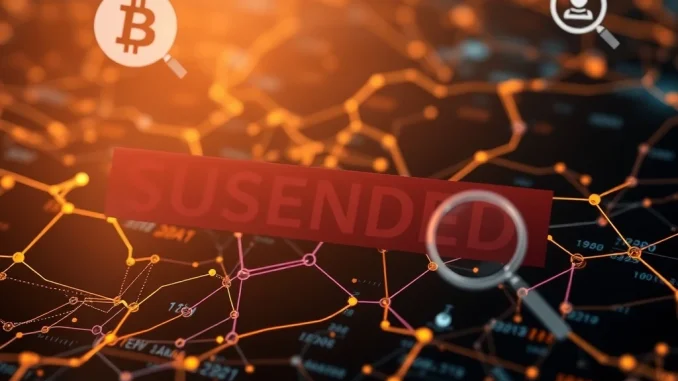 Visualizing the temporary **BNB Chain suspension** of the opBNB network for a critical investigation, showing a paused digital connection.