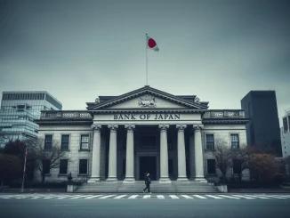 The Bank of Japan headquarters, representing the central bank's unwavering hold on its benchmark interest rate.