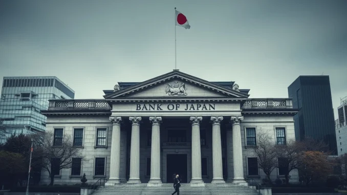 The Bank of Japan headquarters, representing the central bank's unwavering hold on its benchmark interest rate.