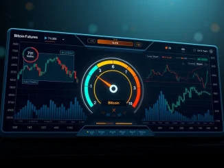 Chart illustrating BTC perpetual futures long/short ratio data, showing market sentiment across major crypto exchanges.