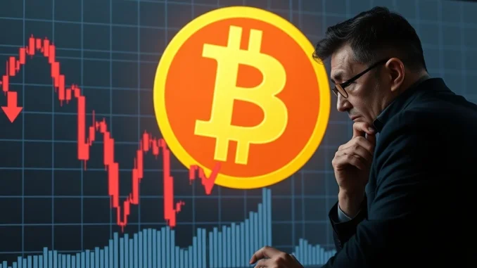 A digital chart showing a significant BTC price drop below $107,000, conveying market concern.