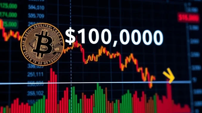 Bitcoin price chart showing a significant drop below $109,000, indicating market volatility and investor concern.