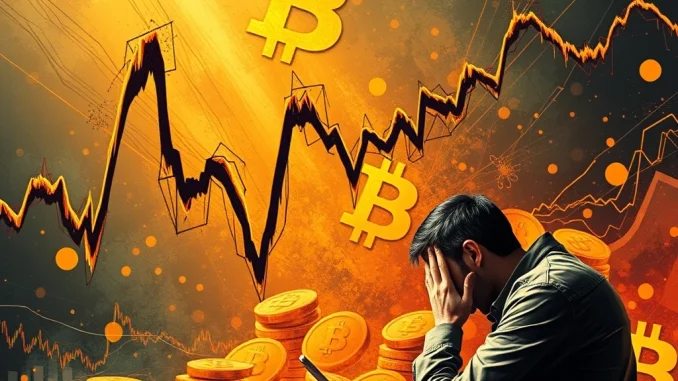 Chart showing sharp BTC volatility, reflecting CryptoQuant CEO's warning about upcoming market shifts for crypto investors.