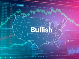 Bullish crypto trading expanding across 20 US states, symbolizing growth and regulated access to digital assets.