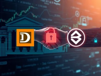 Bullish and Deutsche Bank logos symbolize their strategic partnership, enabling regulated fiat services for crypto clients.