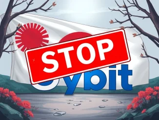 A visual representation of Bybit Japan halting new sign-ups, symbolizing compliance with new FSA crypto regulations.