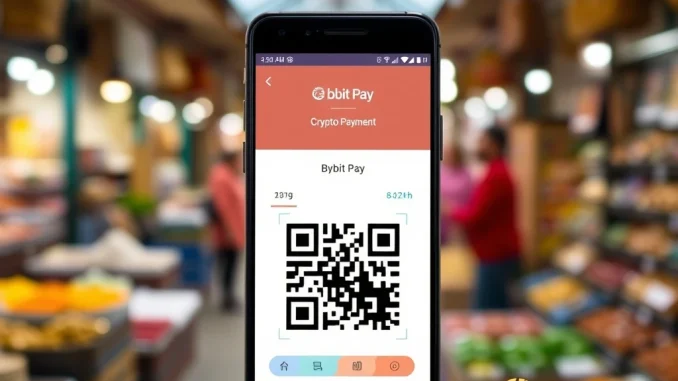 A customer uses Bybit Pay to complete a crypto payment Armenia via QR code at a local store, symbolizing seamless digital transactions.