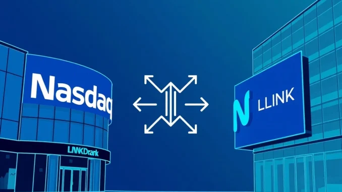 Illustrating Nasdaq-listed Caliber's strategic Caliber LINK purchase, showing institutional finance engaging with Chainlink cryptocurrency.