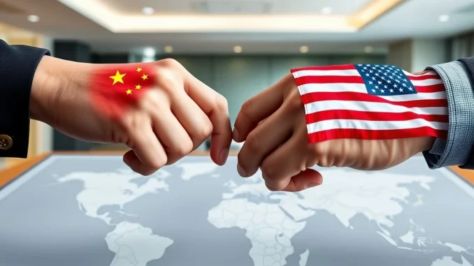 Diplomats representing China and the US discussing **China US trade** relations, symbolizing efforts to resolve escalating tensions.