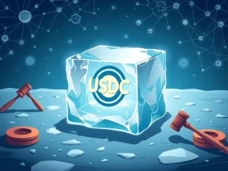 Digital assets frozen by a US court order, symbolizing the Circle USDC freeze from the Multichain hack.