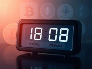 A digital clock showing a limited weekend schedule for Coin Pulse News, highlighting focused cryptocurrency news delivery.