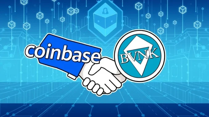 Illustrates the strategic Coinbase acquisition of BVNK, signifying expansion in stablecoin infrastructure and market consolidation.