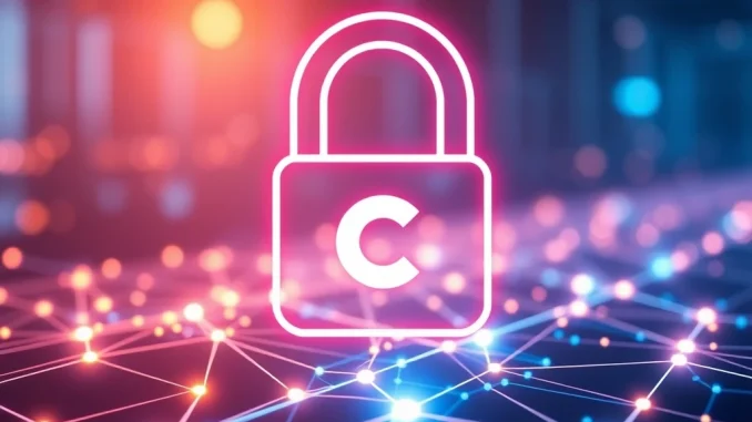 A digital lock protecting data on the Base network, symbolizing Coinbase private transactions and enhanced user privacy.