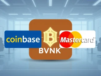 A visual representation of the potential BVNK acquisition by Coinbase or Mastercard, highlighting strategic digital asset payments.