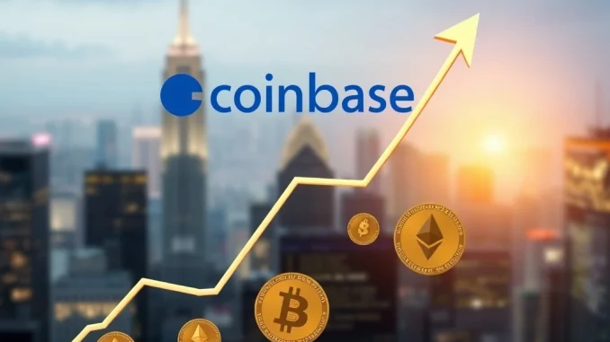 A chart illustrating a rising Coinbase price target, reflecting a positive cryptocurrency outlook and increasing institutional crypto demand.