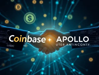 Coinbase stablecoin credit partnership with Apollo Global Management, signifying expanded institutional lending services and tokenized credit asset growth.