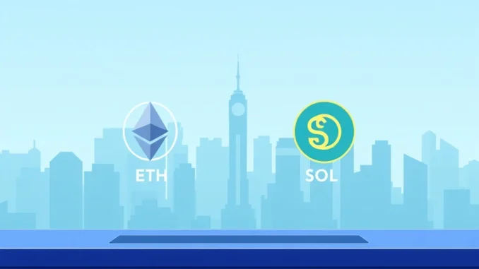 A digital interface displaying Coinbase staking options for ETH and SOL, symbolizing expanded New York crypto access.