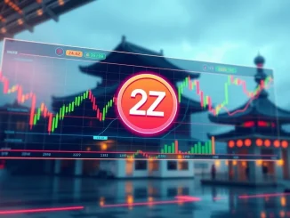 A digital screen displaying Coinone's trading interface, highlighting the upcoming Double Zero (2Z) listing and new trading opportunities.
