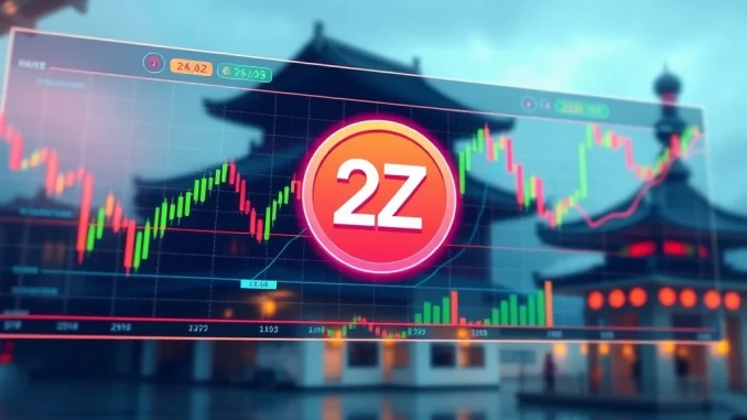 A digital screen displaying Coinone's trading interface, highlighting the upcoming Double Zero (2Z) listing and new trading opportunities.