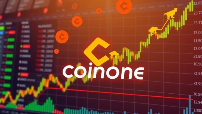 A visual representation of Coinone's platform announcing the KGEN crypto listing, highlighting its importance for South Korean traders and the broader market.
