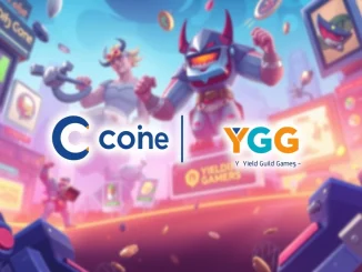 Coinone logo and Yield Guild Games (YGG) logo symbolizing the new **Coinone YGG listing** for Korean traders.