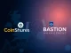 CoinShares and Bastion Asset Management logos merging, symbolizing a strategic acquisition to boost crypto investment strategies.