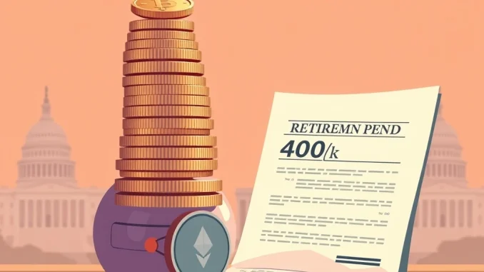 A legislative document enabling crypto investment within 401(k) plans, symbolizing new avenues for retirement savings.