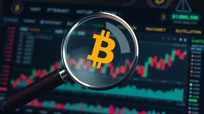 A magnifying glass hovers over a cryptocurrency exchange interface, symbolizing the urgent **crypto exchange probe** demanded by Crypto.com CEO Kris Marszalek after mass liquidations.