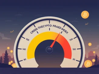 A visual representation of the Crypto Fear & Greed Index showing the needle moving from extreme fear to fear, indicating improving Bitcoin sentiment.