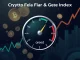 A visual meter for the Crypto Fear & Greed Index pointing to 70 (Greed), symbolizing improved crypto market sentiment and investor confidence.