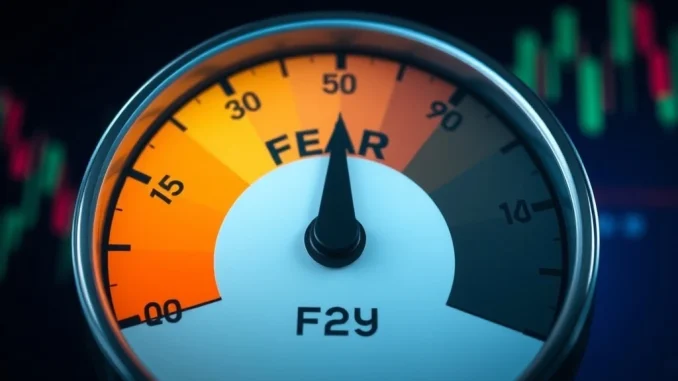 A visual gauge of the Crypto Fear & Greed Index pointing to 29, illustrating persistent market fear and investor caution.