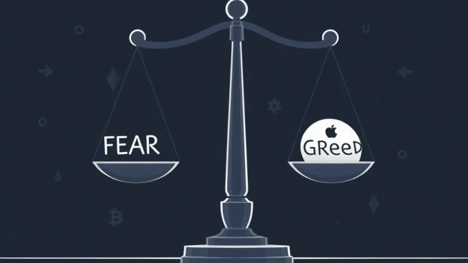 A visual representation of the Crypto Fear & Greed Index indicating market sentiment, with the needle pointing towards extreme fear.