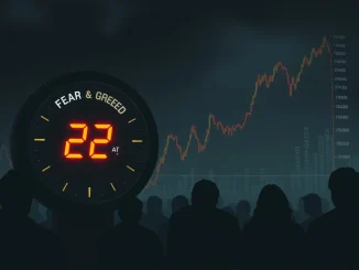 A visual representation of the Crypto Fear & Greed Index at 22, conveying extreme fear among investors.
