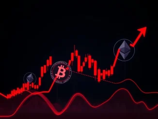 A dramatic chart showing a sharp drop in value, symbolizing the massive crypto futures liquidation and market volatility.