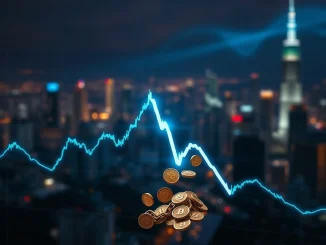 Chart showing a sharp decline, representing **crypto futures liquidations** and the impact of sudden **cryptocurrency market volatility** on traders.
