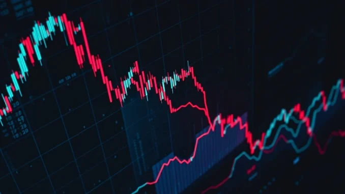 Charts showing a sudden drop, representing significant crypto futures liquidations and the volatile cryptocurrency market.
