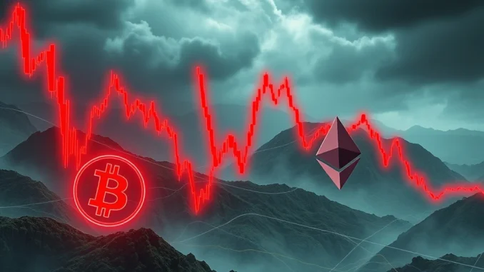 Massive Crypto Futures Liquidations: $156 Million Wiped Out as Short Positions Dominate Visualizing the impact of crypto futures liquidations, showing financial charts in decline and highlighting the dominance of short positions.