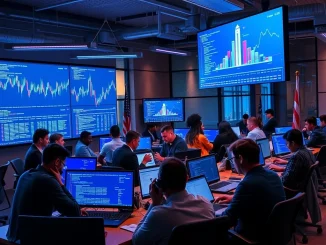 Professionals collaborating in a modern office, symbolizing the surge in **crypto hiring US** due to new regulatory clarity and fostering Web3 growth.