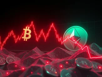 A chart depicting sudden drops and red bars, symbolizing the impact of significant crypto liquidations in the perpetual futures market.