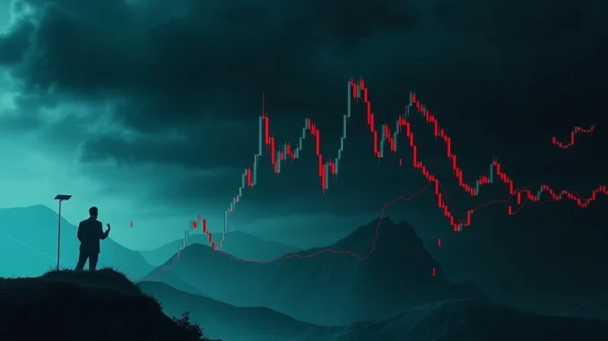 Chart showing a sharp crypto market correction and massive crypto liquidations after Trump tariff remarks.