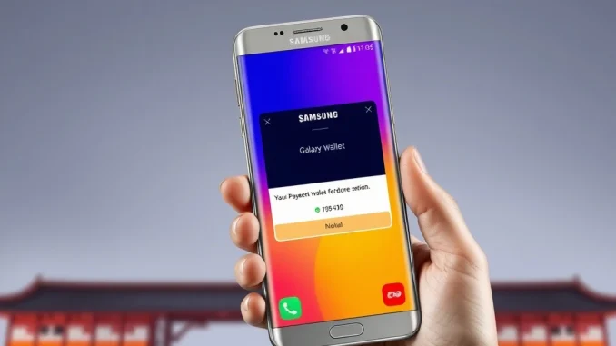 A Samsung Galaxy smartphone displaying the Samsung Wallet app, signifying Danal's new online payment integration for enhanced digital wallet capabilities.