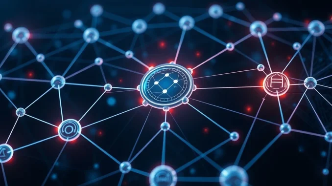 Depinsim funding round depicted as digital connections securing an $8M investment for decentralized communication infrastructure.