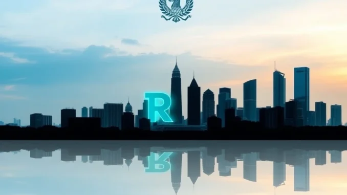 Depiction of Indonesia's Digital Rupiah stablecoin initiative, showing secure digital currency integration with national finance.