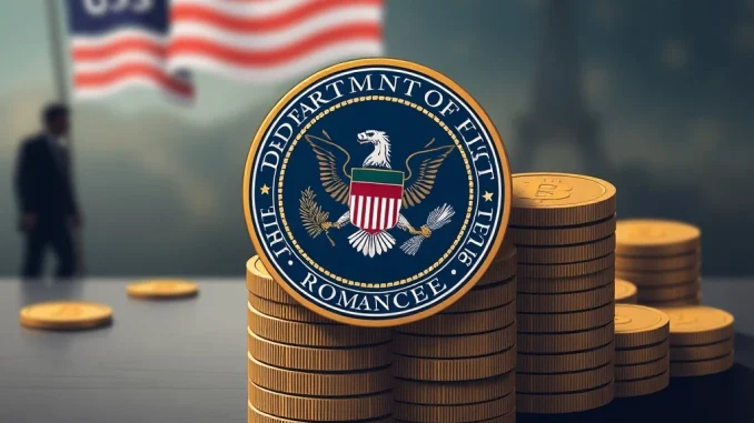 US DOJ action to secure Bitcoin forfeiture, illustrating the crackdown on a $12B crypto romance scam.