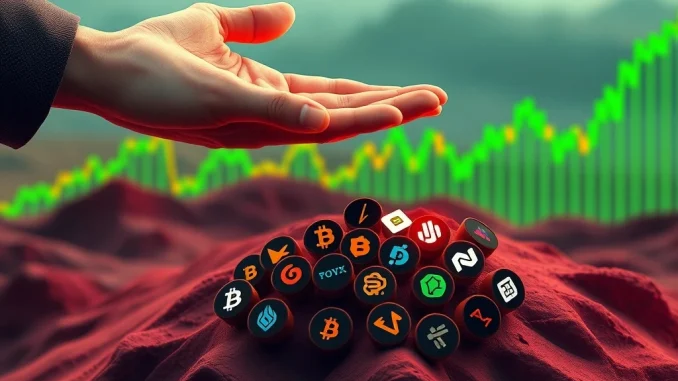 DWF Labs extending crucial support to struggling blockchain projects during a crypto market plunge, symbolizing investment and recovery.