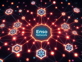 Visual representation of the Enso Network simplifying complex multi-chain development across various blockchains.